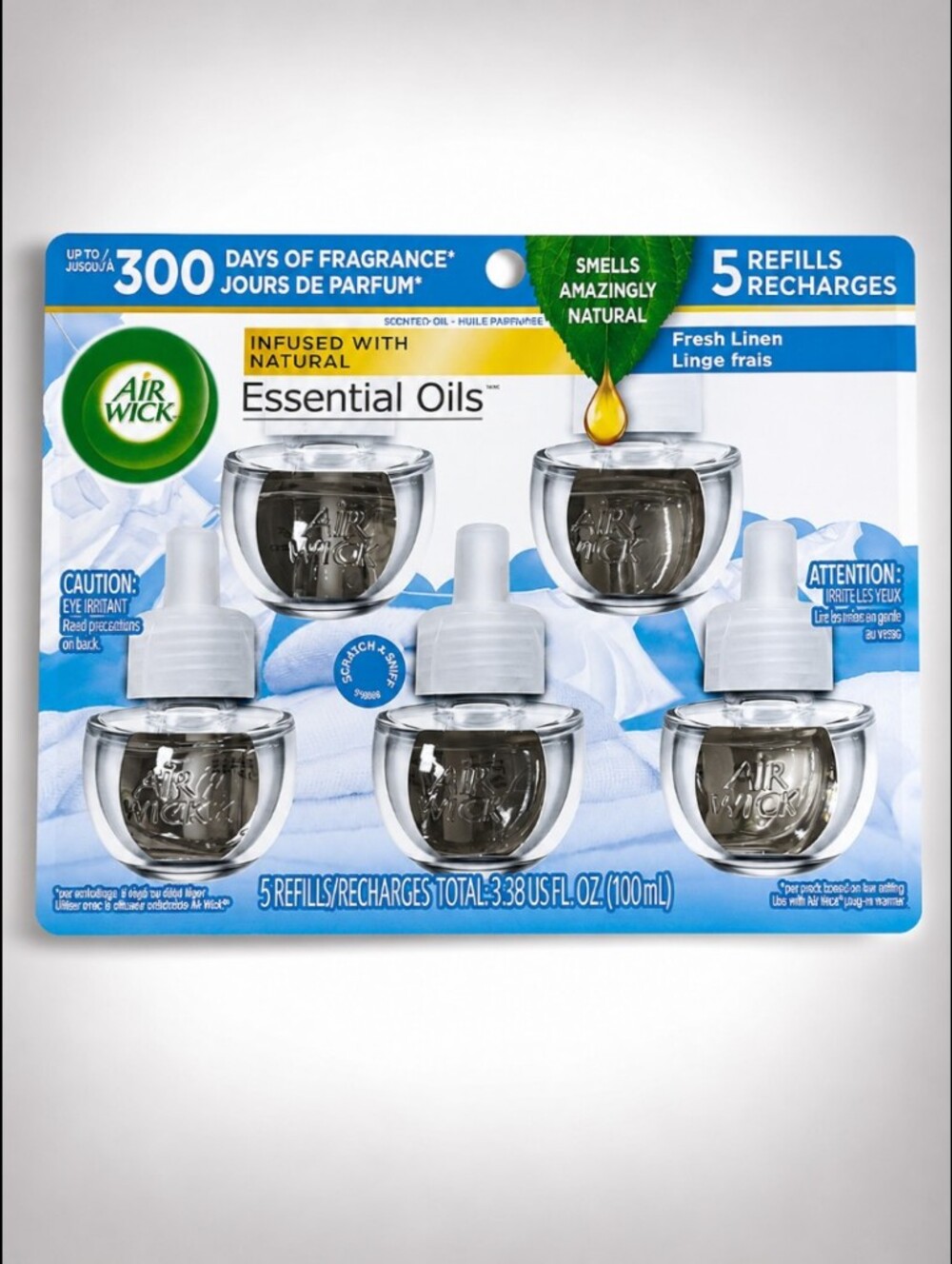 Air Wick Fresh Linen Essential Oils Plug-In Refills - White (5 Pack)